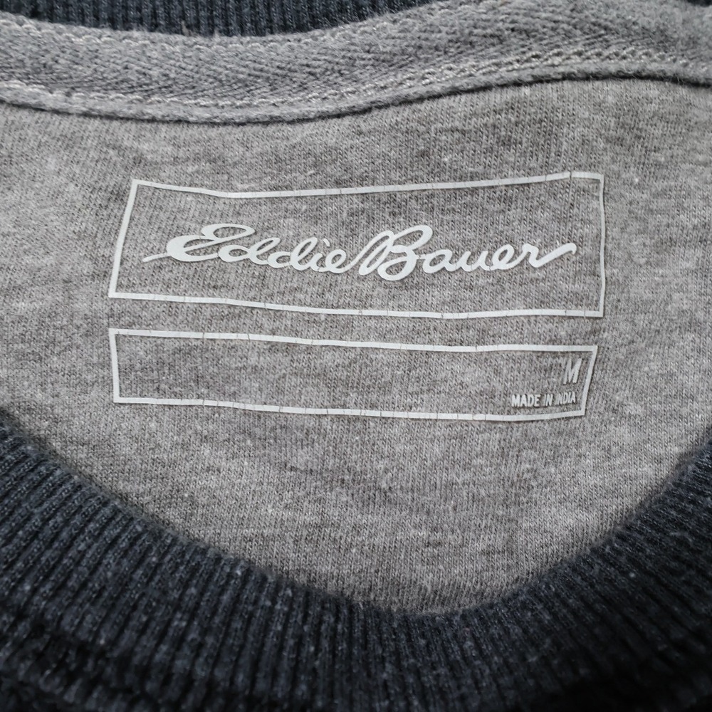 Eddie Bauer Pullover Sweatshirt Mens M Charcoal Grey Excellent Waffle Knit 1454 - Picture 5 of 7